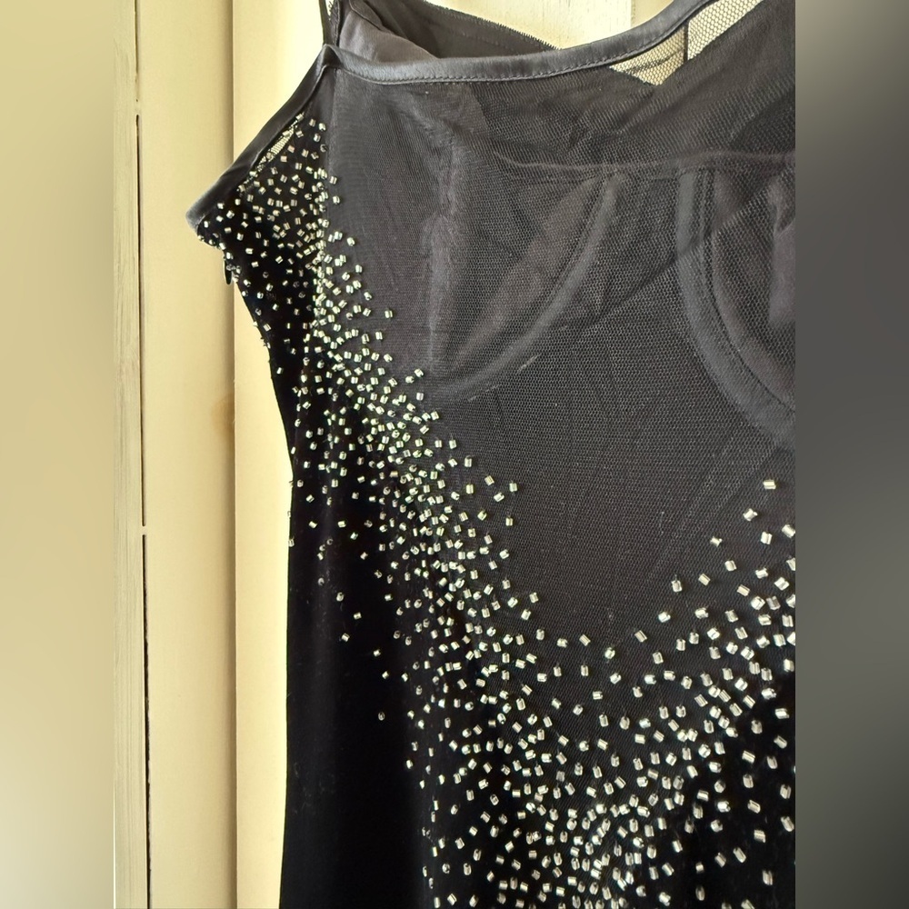 Vintage Dave & Johnny Laura Ryner Black Velvet Maxi Dress w Embellishments Y2K - Picture 10 of 14
